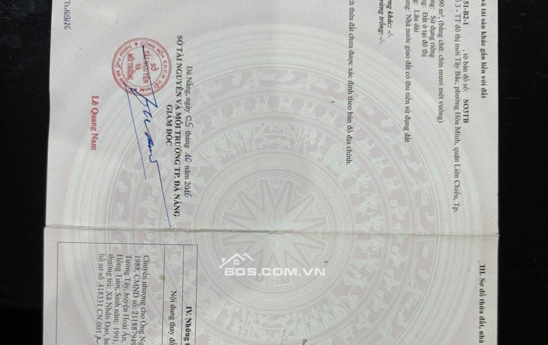 Bán lô đất  đường  Nguyễn Xí, Liên Chiểu, Đà Nẵng 

Giá 6 ty 750triệu